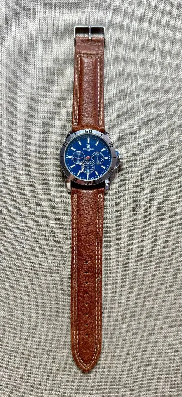 Caribbean Joe CJ7119SL Blue Dial Brown Strap Men’s Watch NWOT